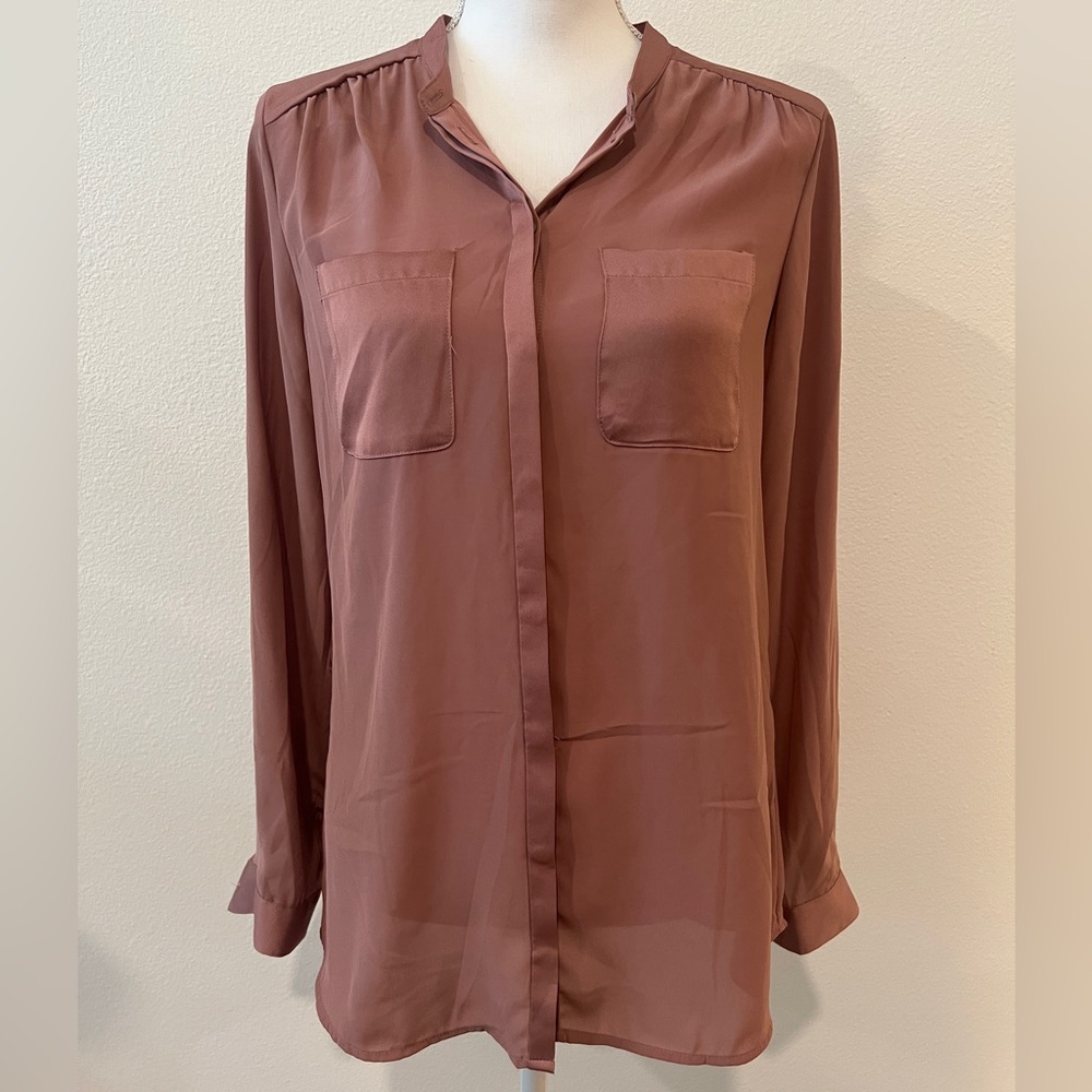 Women's Long Sleeve Blouse - Mauve